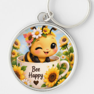Llavero Llaverito Redondo Abeja Bonita Abeja Feliz Girasol