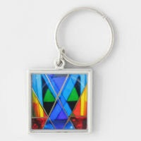 Llavero--Diamante azul de cristal de Murano