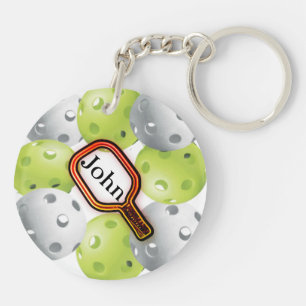 Llavero Llavero/frente/trasero de Pickleball - con nombre