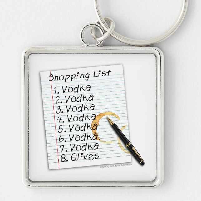 LLAVERO LLAVEROS, LISTA DE COMPRAS DE VODKA (Frente)