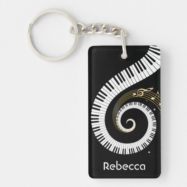 Llavero Llaves del piano y notas personalizadas de la (Frente)