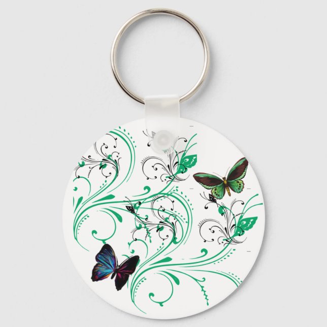 Llavero Llaves Vines & Mariposas Colores Verdes (Anverso)