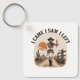 Llavero Llegué. Vi. Me fui. Vaquero Esqueleto Gráfico