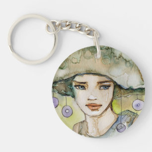 Llavero llustration de un chica hermoso, delicado