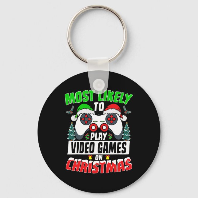 Llavero Lo Más Probable Es Jugar Videojuegos En Navidades  (Anverso)