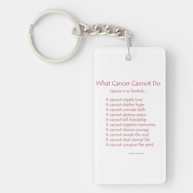 Llavero Lo que el cáncer no puede hacer poem Keychain (Frente)
