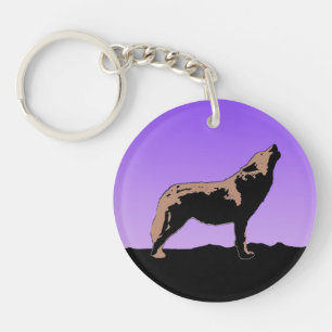 Llavero Lobo al atardecer - Arte de vida salvaje original