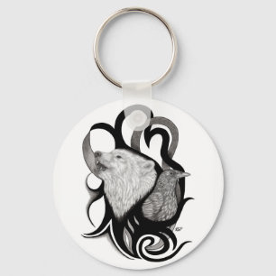 Llavero Lobo blanco con arte tribal de Raven
