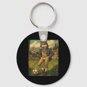 Llavero Lobo Divertido Jugando Fútbol Gráfico Lobo Raro