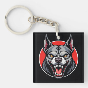 Llavero Lobo en diseño rojo y negro atrevido