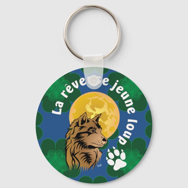 Llavero lobo joven soñando (Anverso)