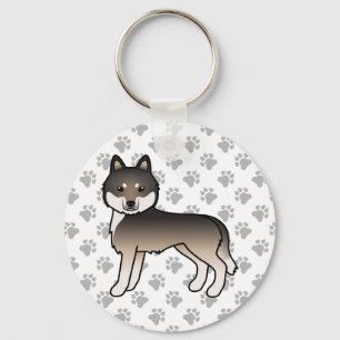 Llavero Lobo Oscuro Gris Husky Siberiano Perro de Dibujos