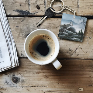 Llavero Lobos místicos guardian el castillo de fantasía de