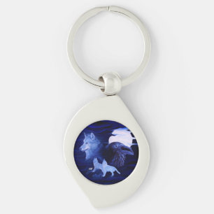Llavero Lobos y Raven con luna llena