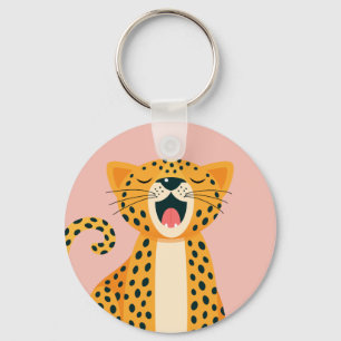 Llavero Loco animal de safari, guepardo de dibujos animado