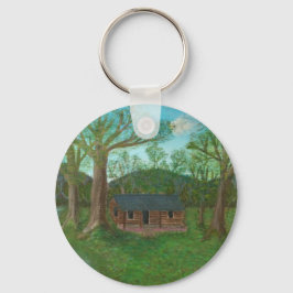 Llavero Log Cabin and Trees