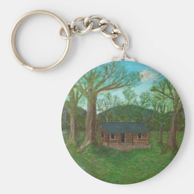 Llavero Log Cabin and Trees (Frente)