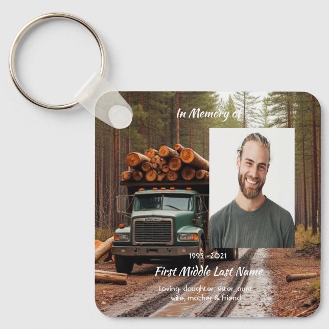Llavero Log Truck Driver  Memorial Keepsake  (Anverso)