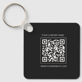 Llavero Logo, custom QR code text double sided black