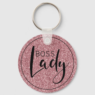 Llavero Logo de Boss Lady Purpurina trendy Girly Pink