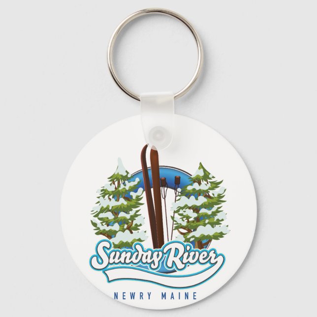 Llavero Logo de esquí de Sunday River Newry Maine (Anverso)