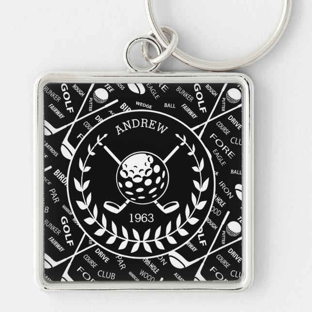 Llavero Logo de golf elegante personalizado (Frente)