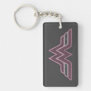 Llavero Logo de malla de cheques rosados y negros de la mu