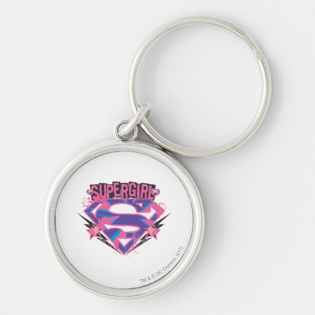 Llavero Logo de Supergirl Pink and Purple Grunge (Frente)