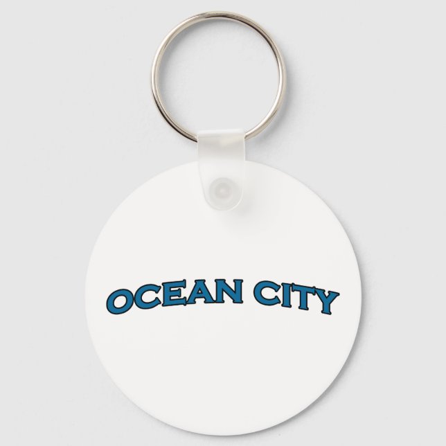 Llavero Logo de texto con arcos de Ocean City Maryland (Anverso)