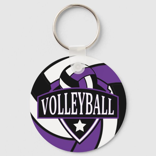 Llavero Logo de voleibol púrpura y negro (Anverso)
