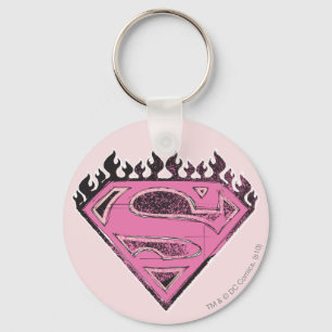 Llavero Logo rosa superchica con llamas