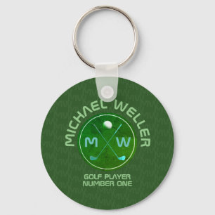 Llavero logo simple y elegante de golfista en verde