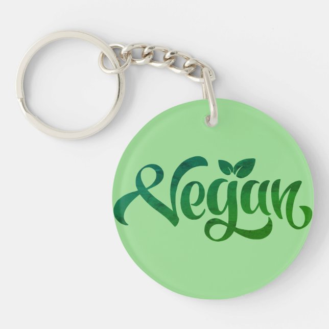 Llavero Logo vegano Arte de tipografía verde (Frente)