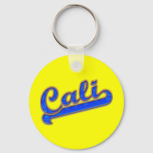 Llavero Logotipo Cali Ola azul en la cadena de claves amar