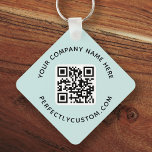Llavero Logotipo, código QR texto doble cara luz aqua azul<br><div class="desc">Cadena de teclas azul acuático claro de doble cara con el logotipo de su personalizado,  código QR y texto personalizado. Cambiar fuentes y colores de fuente,  mover y cambiar el tamaño de los elementos con la herramienta de diseño.</div>