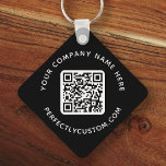 Llavero Logotipo, código QR y texto personalizado de doble<br><div class="desc">Cadena de teclas de doble cara con el logotipo de su personalizado,  código QR y texto personalizado en un fondo de color negro o personalizado. Cambiar fuentes y colores de fuente,  mover y cambiar el tamaño de los elementos con la herramienta de diseño.</div>