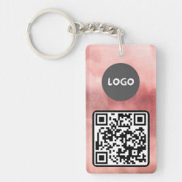Llavero Logotipo comercial rosado y código QR de Rosa desf