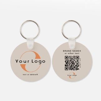 Llavero Logotipo de 2 caras y código QR en clave comercial