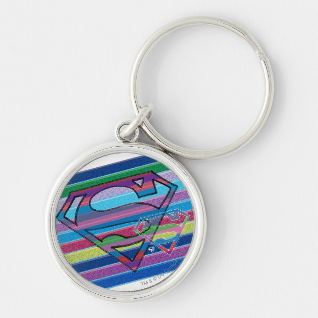 Llavero Logotipo de arcoiris a rayas de superchica (Frente)
