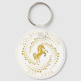 Llavero Logotipo de Caballo Dorado con Texto Personalizado