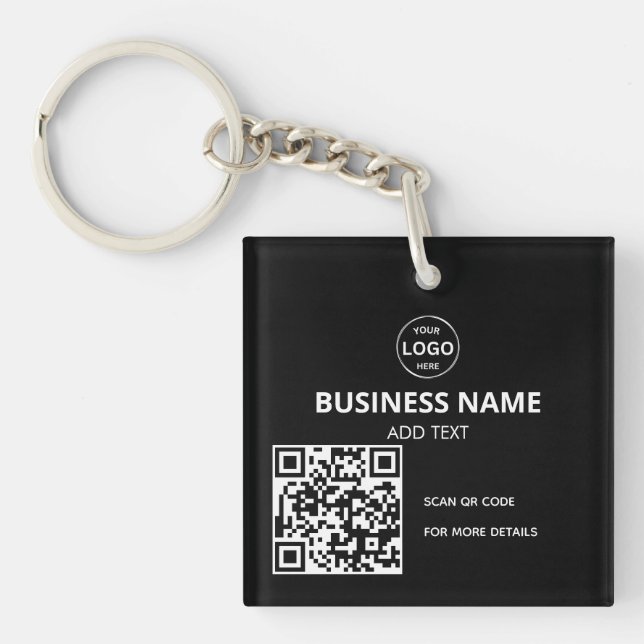 Llavero Logotipo de código QR Black Modern Keychain (Frente)