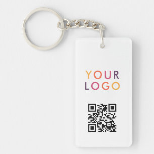 Llavero Logotipo de código QR de empresa blanco