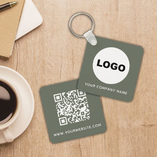 Llavero Logotipo de código QR de verde salvia en redes soc