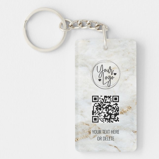 Llavero Logotipo de código QR Negocio de Marble de oro bla (Frente)