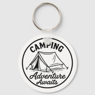 Llavero Logotipo de contorno de carpas de camping en círcu