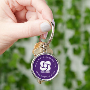 Llavero Logotipo de empresa morado negocio personalizado