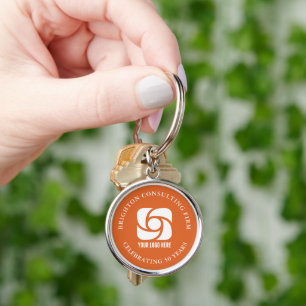 Llavero Logotipo de empresa naranja negocio personalizado