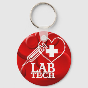 LLAVERO LOGOTIPO DE JERINGA CARDÍACA DE LAB TECH - CIENTÍF