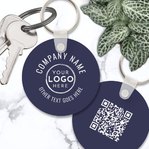 Llavero Logotipo de la empresa con código QR azul marino