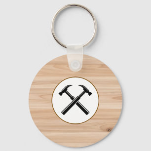 Llavero Logotipo de martillo de madera rústica para contra